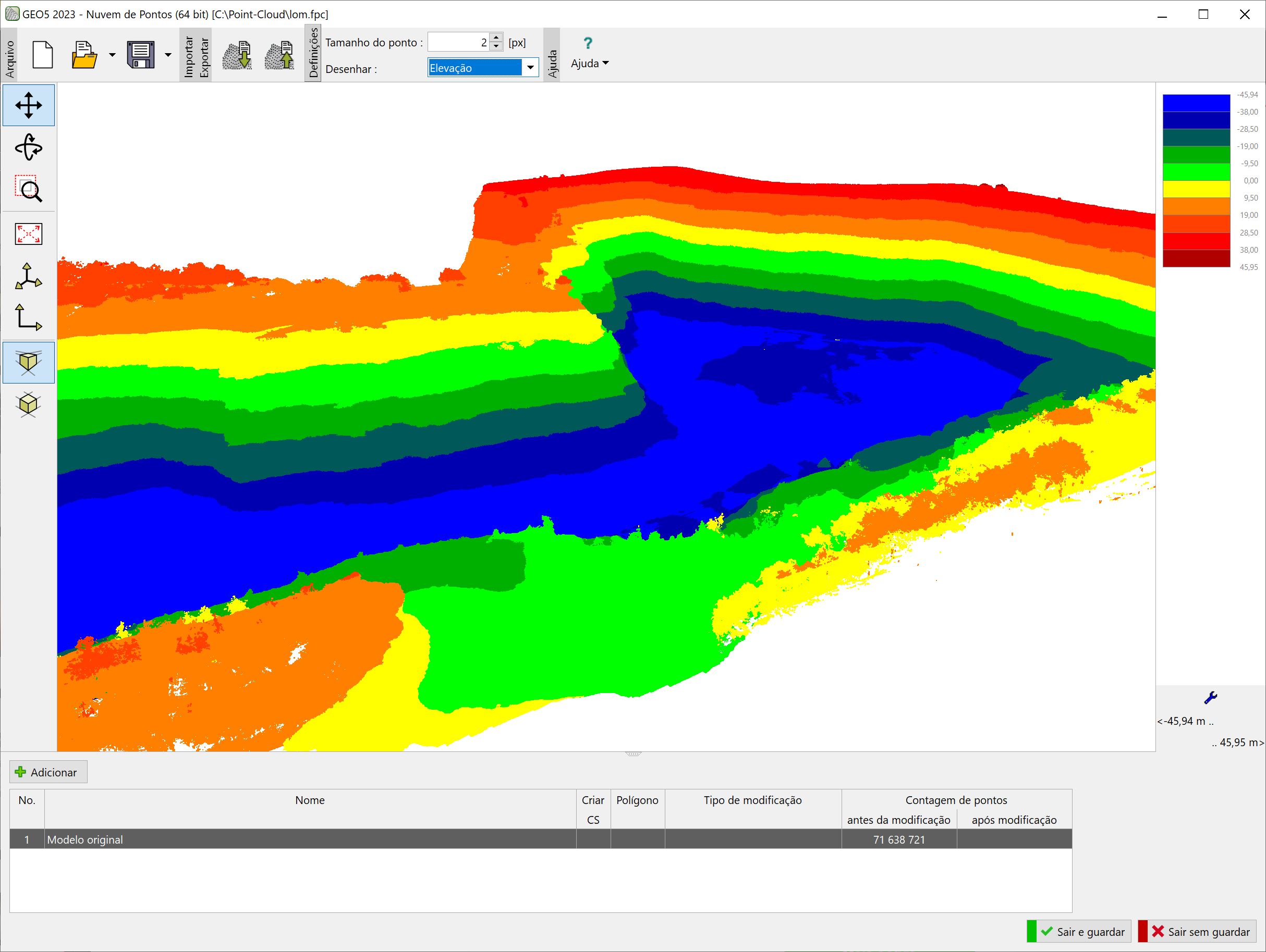 GEO5 Nuvem de Pontos: tela do software